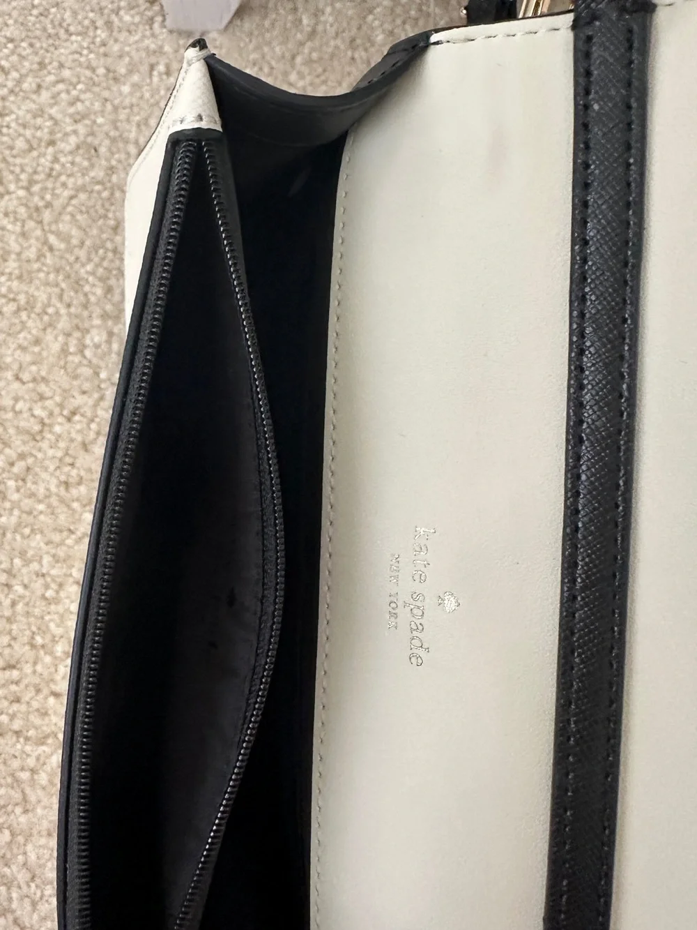 kate spade Blush Pink and White Two-Tone Crossbody with Black Strap
